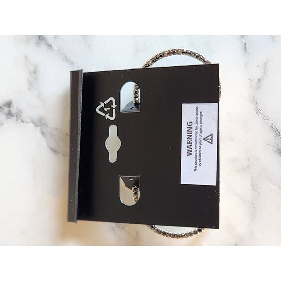 Napier Silver-Tone Black Crystal Hoop Earrings - Picture 3 of 4